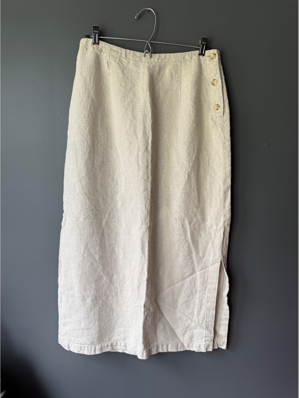 Eddie Bauer 100% Linen Beige Midi Skirt Size 10